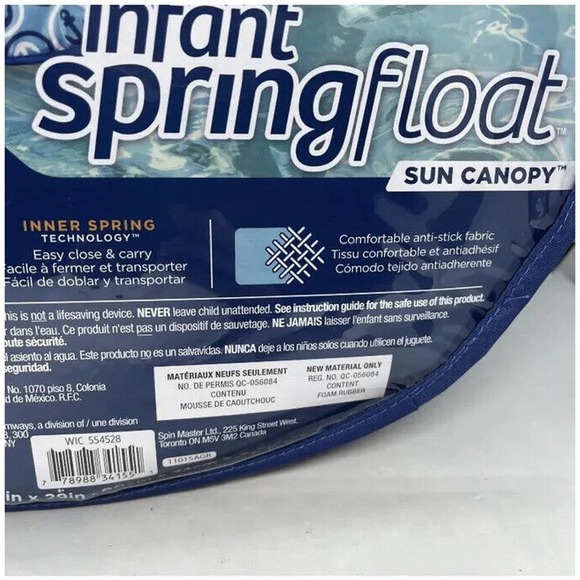 SwimWays Infant Baby Spring Float Blue Swim Step 1 Float Sun Canopy New - Picture 4 of 12